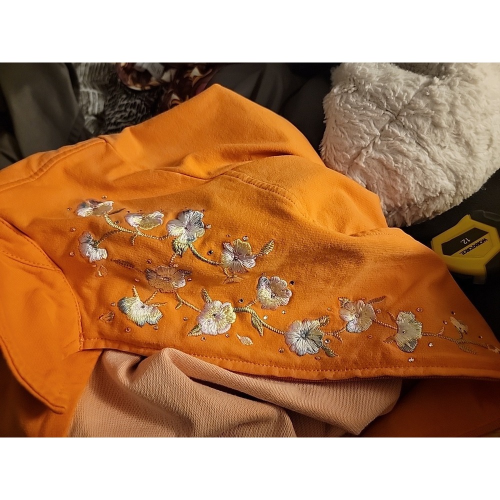Dream Jeannes by‎ Quacker Factory Embroidered Rhinestone Zip-up Jacket  M - Picture 7 of 9